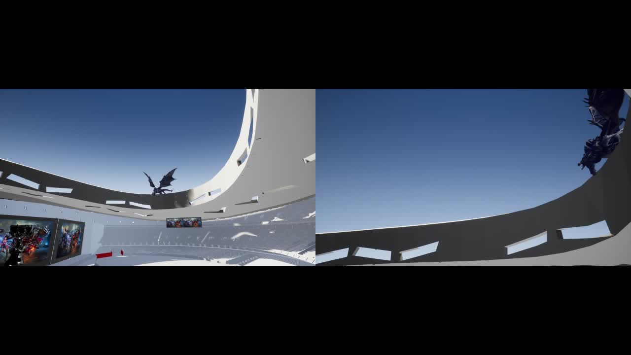 Side-by-side comparison in CG Beijing National Stadium replica