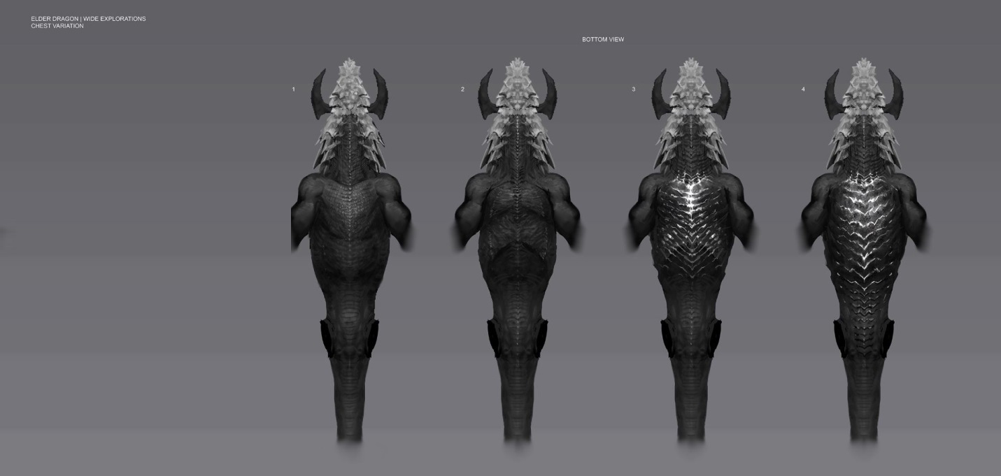 Elder Dragon: chest and top view, Wide Phase
